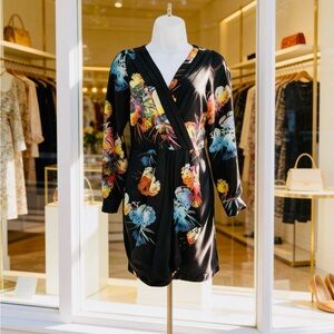 Yumi Kim Silk Floral Print Black Wrap Dress - XS, NWOT (Never Worn)